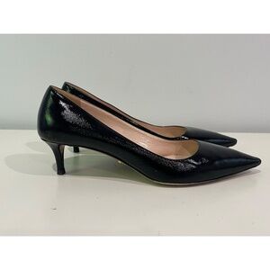 PRADA Saffiano Black Patent Leather Pumps Heels Shoes - EU 39.5 US 9.5
